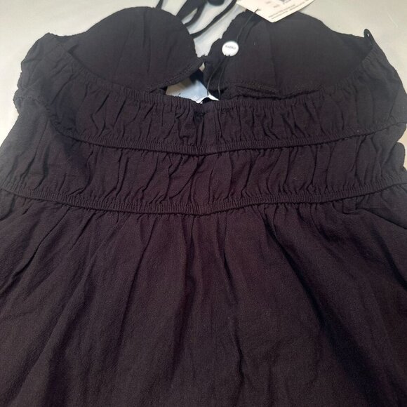 Sndys Cotton Halter Mini Tiered Sundress Womens Backless Summer Beach Black - Picture 7 of 13